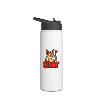 Cray Stainless Steel Water Bottle - White - Red Flag Fox