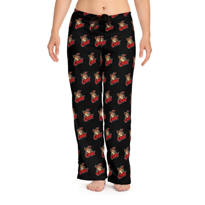 Cray Women's Black Fleece Pajama Pants with Logo Pattern