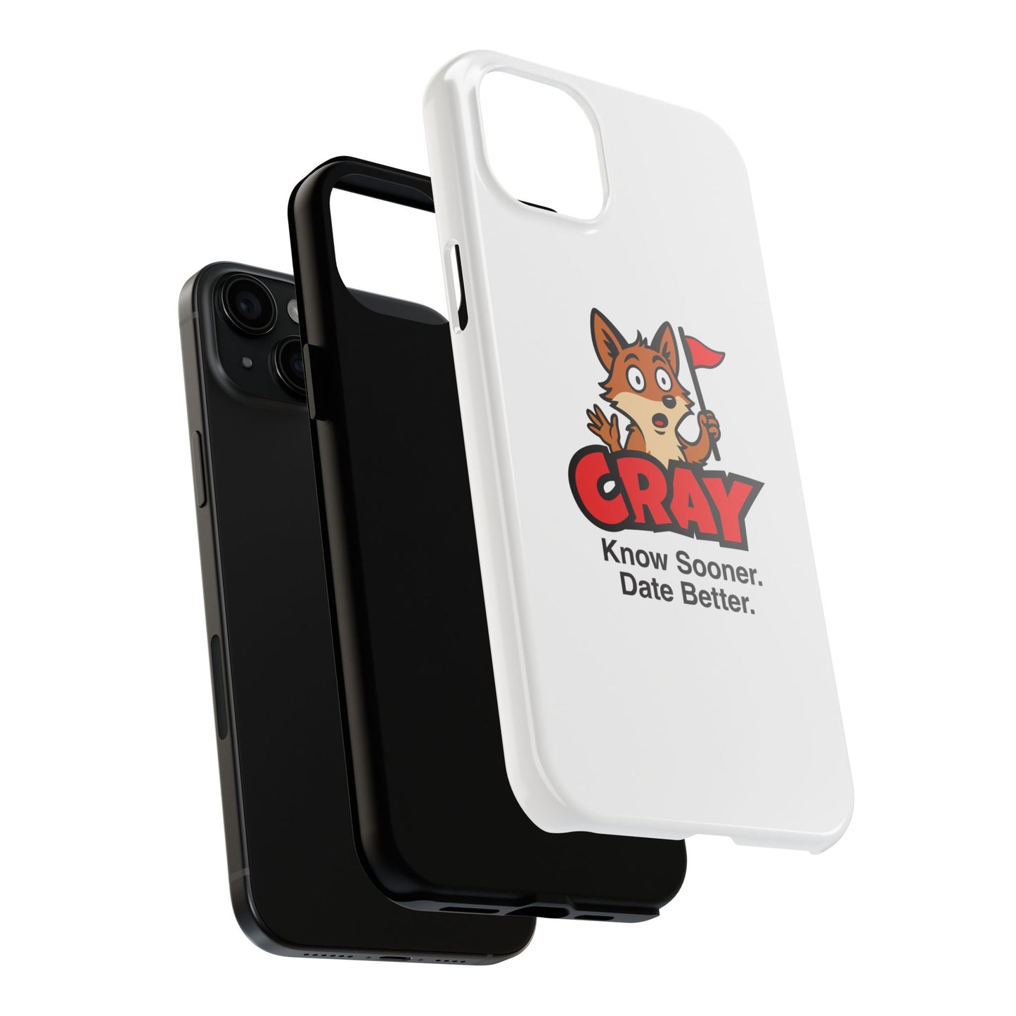 Cray Phone Case (tagline) - White - Red Flag Fox
