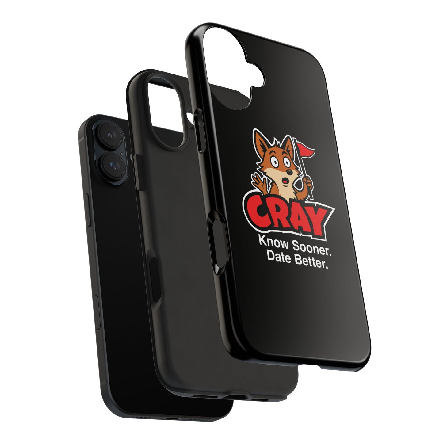 Cray Phone Case (tagline) - Black - Red Flag Fox