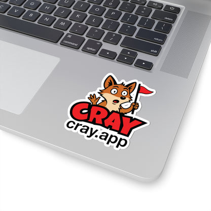 Cray Fox Logo Sticker w/ website (Cray.App)